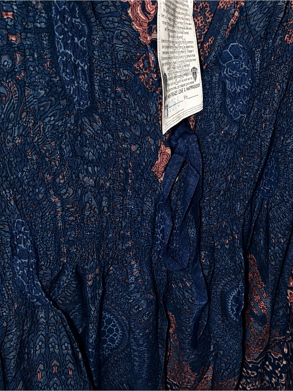 NWT! Gypsy Rose Boho Floral Long-Sleeve Tunic Dress in Navy and Coral Beautiful! - Picture 3 of 6